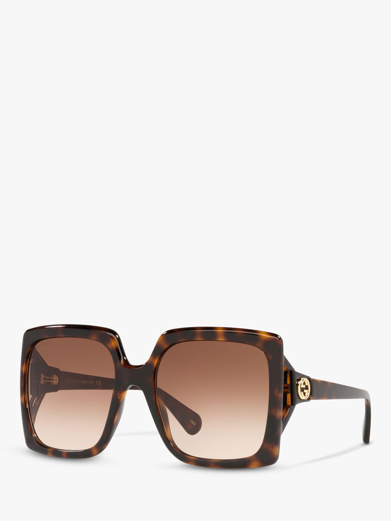 Gucci GG0876S Women's Chunky Square Sunglasses, Tortoise/Brown Gradient at  John Lewis & Partners