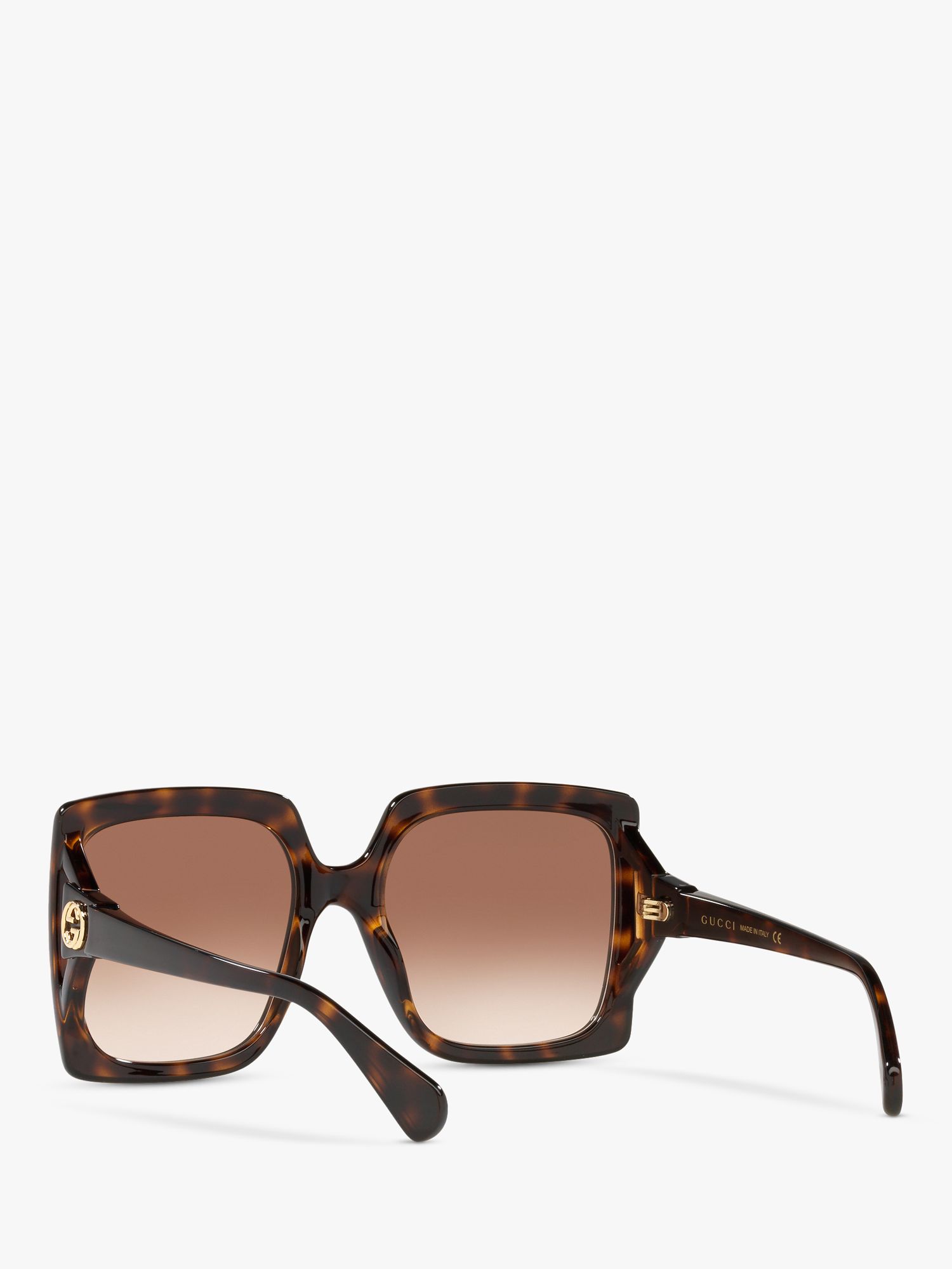 Gucci GG0876S Women's Chunky Square Sunglasses, Tortoise/Brown Gradient ...