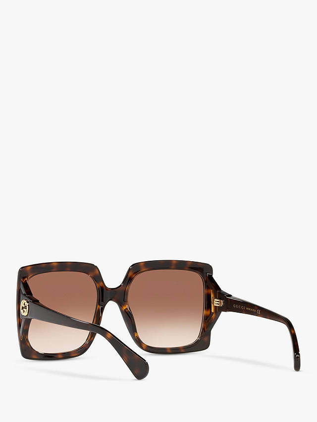 Gucci GG0876S Women's Chunky Square Sunglasses, Tortoise/Brown Gradient