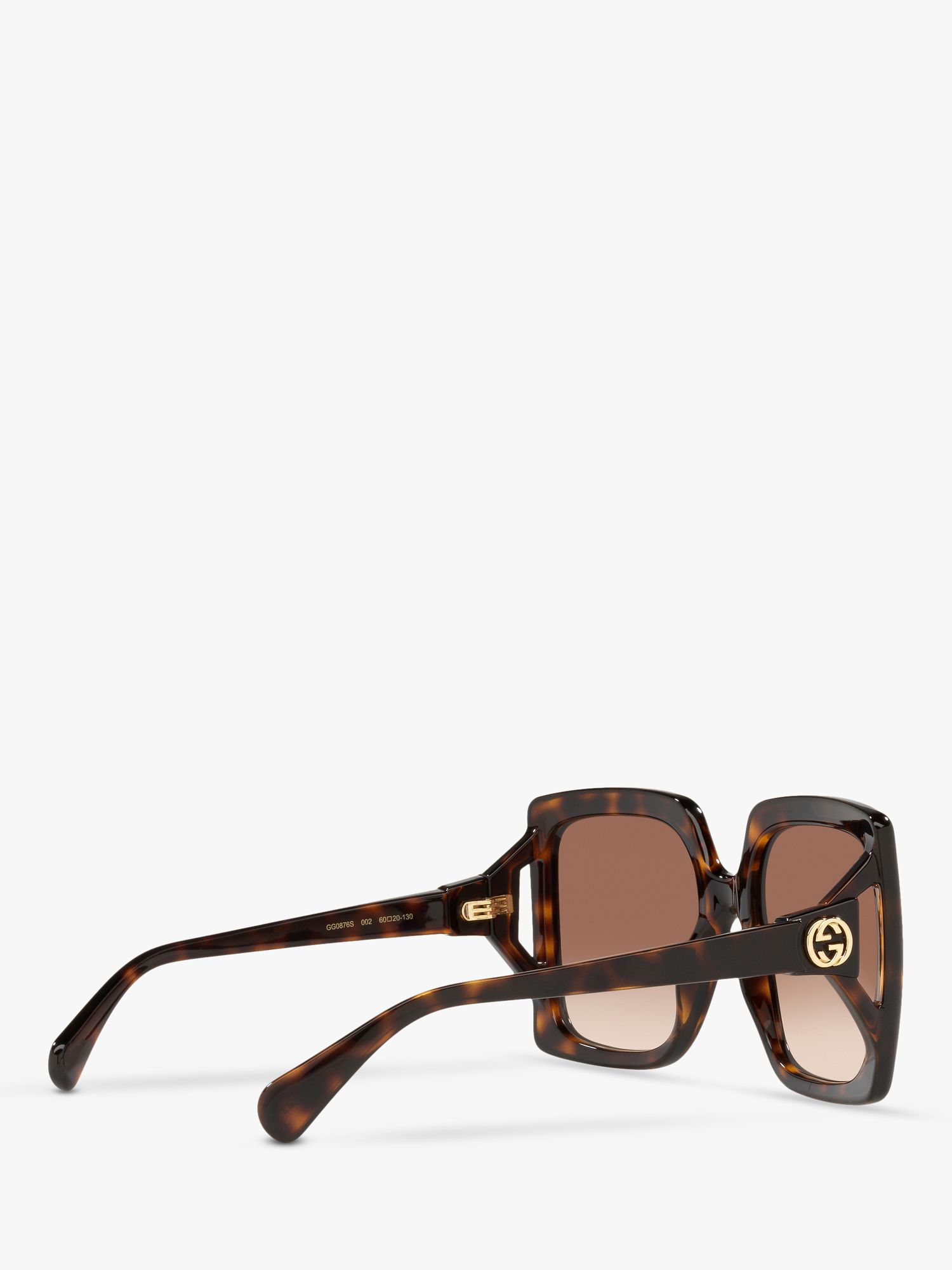 Gucci GG0876S Women's Chunky Square Sunglasses, Tortoise/Brown Gradient