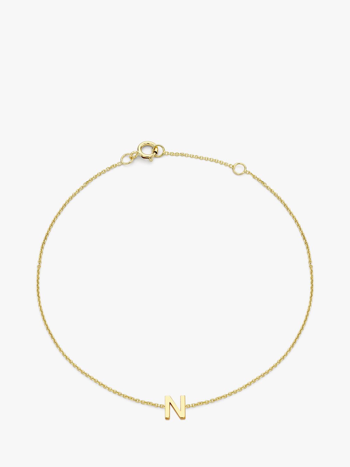 IBB 9ct Yellow Gold Initial Bracelet, N