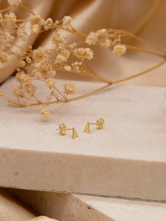 IBB 9ct Gold Initial Stud Earrings, A