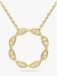 IBB 9ct Yellow Gold Cubic Zirconia Twist Circle Necklace, Gold