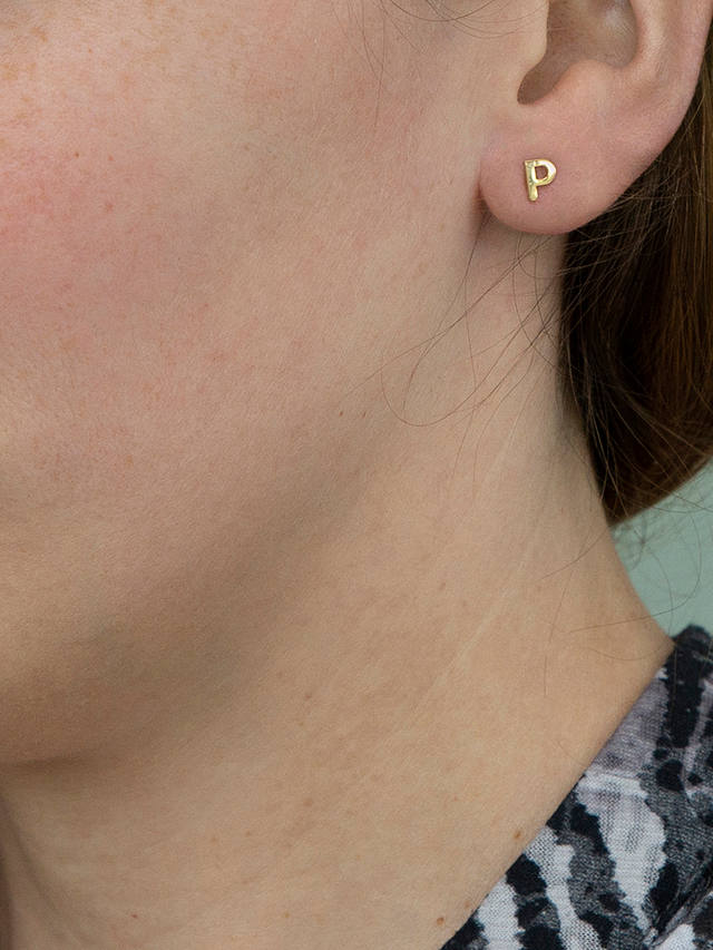 IBB 9ct Gold Initial Stud Earrings, P