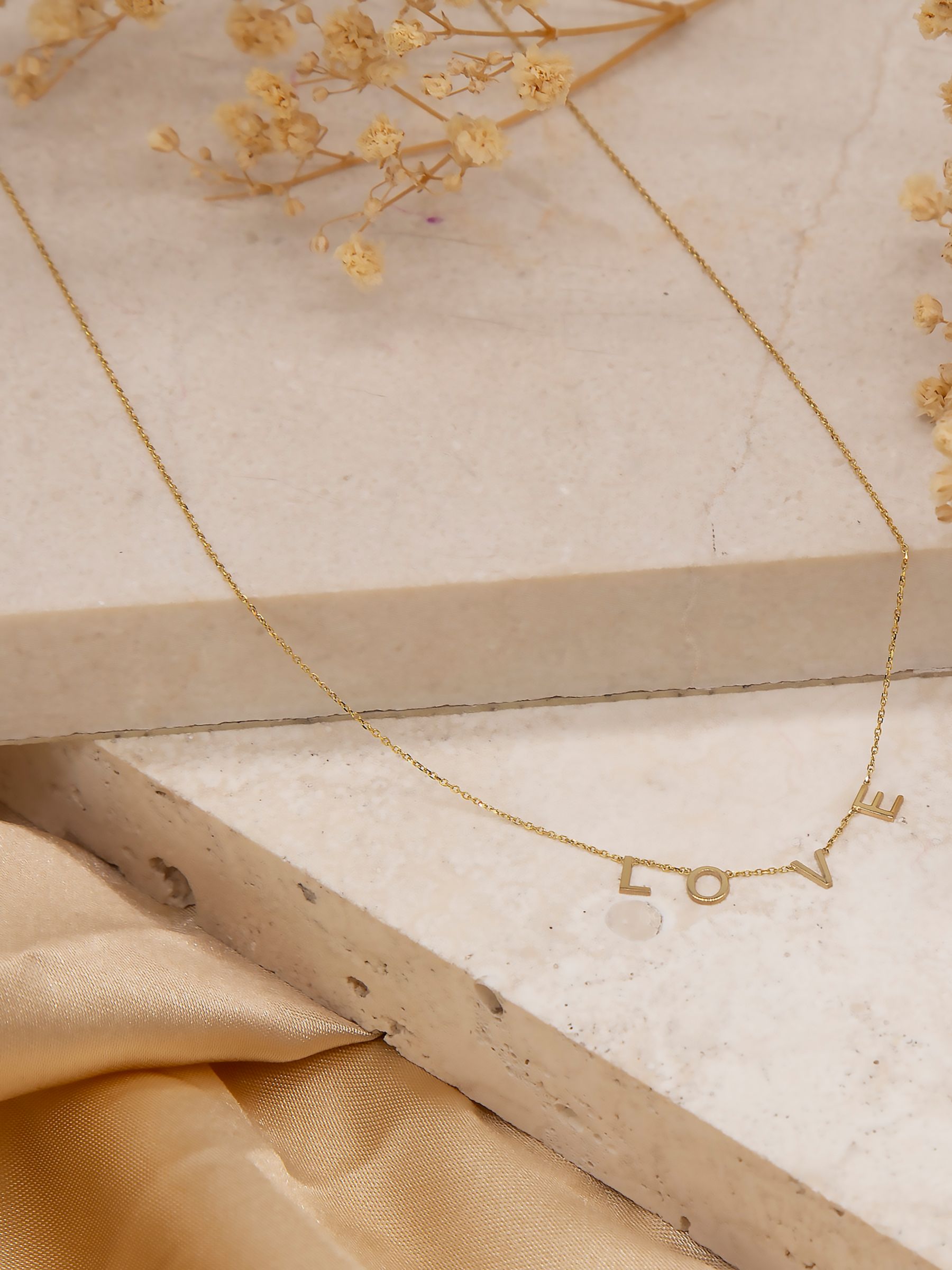 Buy IBB 9ct Yellow Gold Love Necklace, Gold Online at johnlewis.com