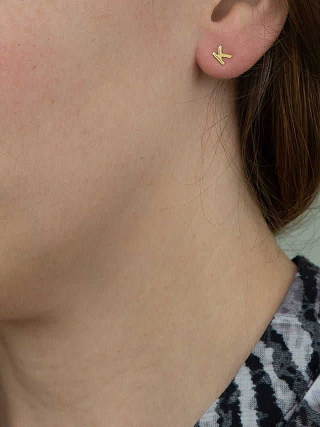 IBB 9ct Gold Initial Stud Earrings, K