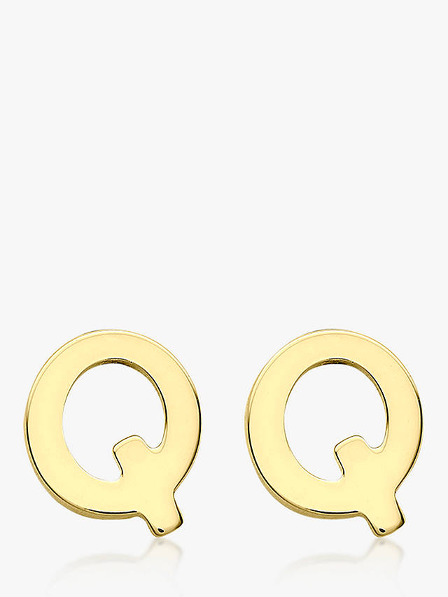 IBB 9ct Gold Initial Stud Earrings, Q