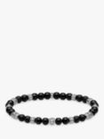 THOMAS SABO Men's Rebel Obsidian Beaded Bracelet, Black/Silver