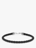THOMAS SABO Men's Rebel Woven Nappa Leather Bracelet, Black/Silver