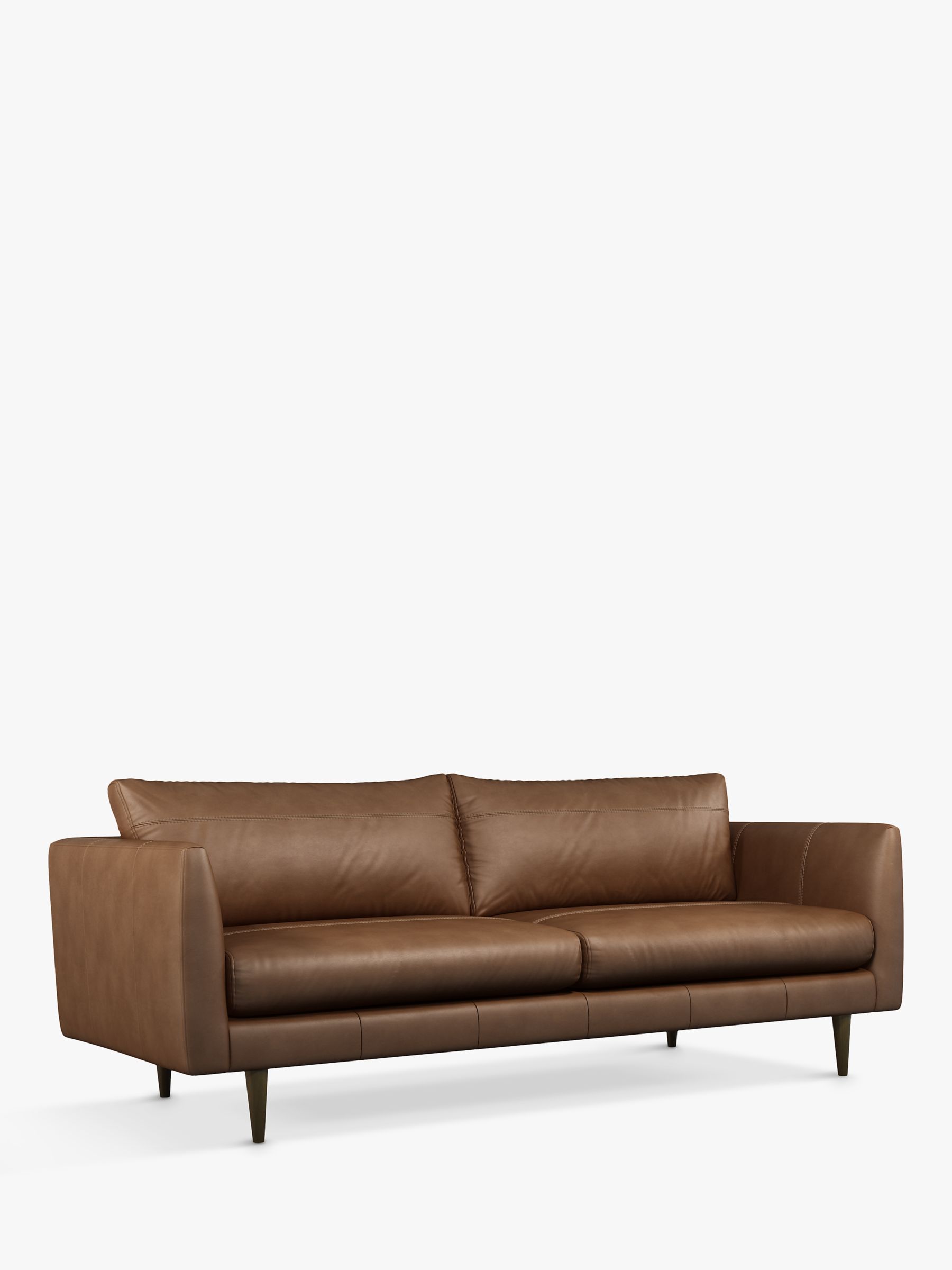 Latimer Range, John Lewis + Swoon Latimer Large 3 Seater Leather Sofa, Sellvagio Cognac