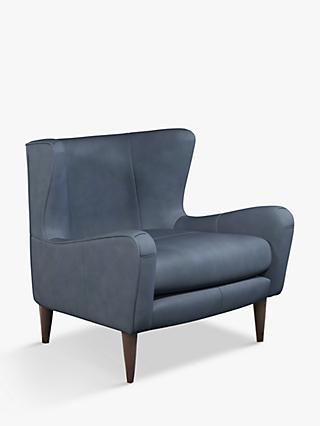 Keats Range, John Lewis + Swoon Keats Leather Wingback Armchair, Soft Touch Blue