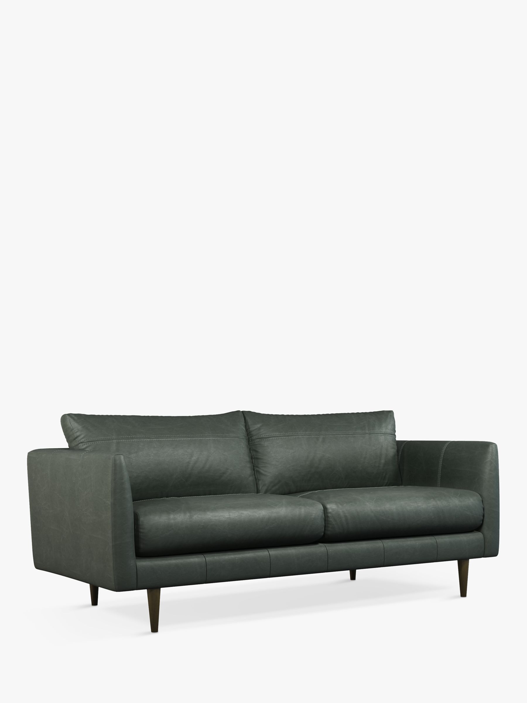 Latimer Range, John Lewis + Swoon Latimer Medium 2 Seater Leather Sofa, Sellvagio Green