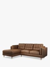 John Lewis + Swoon Lyon LHF Chaise End Leather Sofa