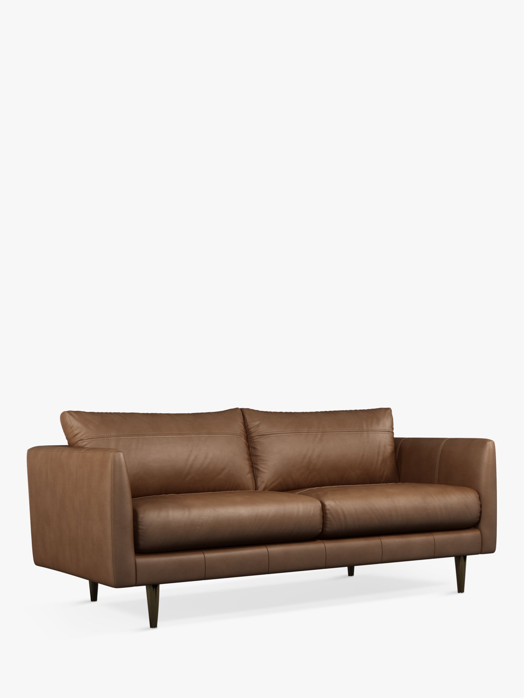 Latimer Range, John Lewis + Swoon Latimer Medium 2 Seater Leather Sofa, Sellvagio Cognac