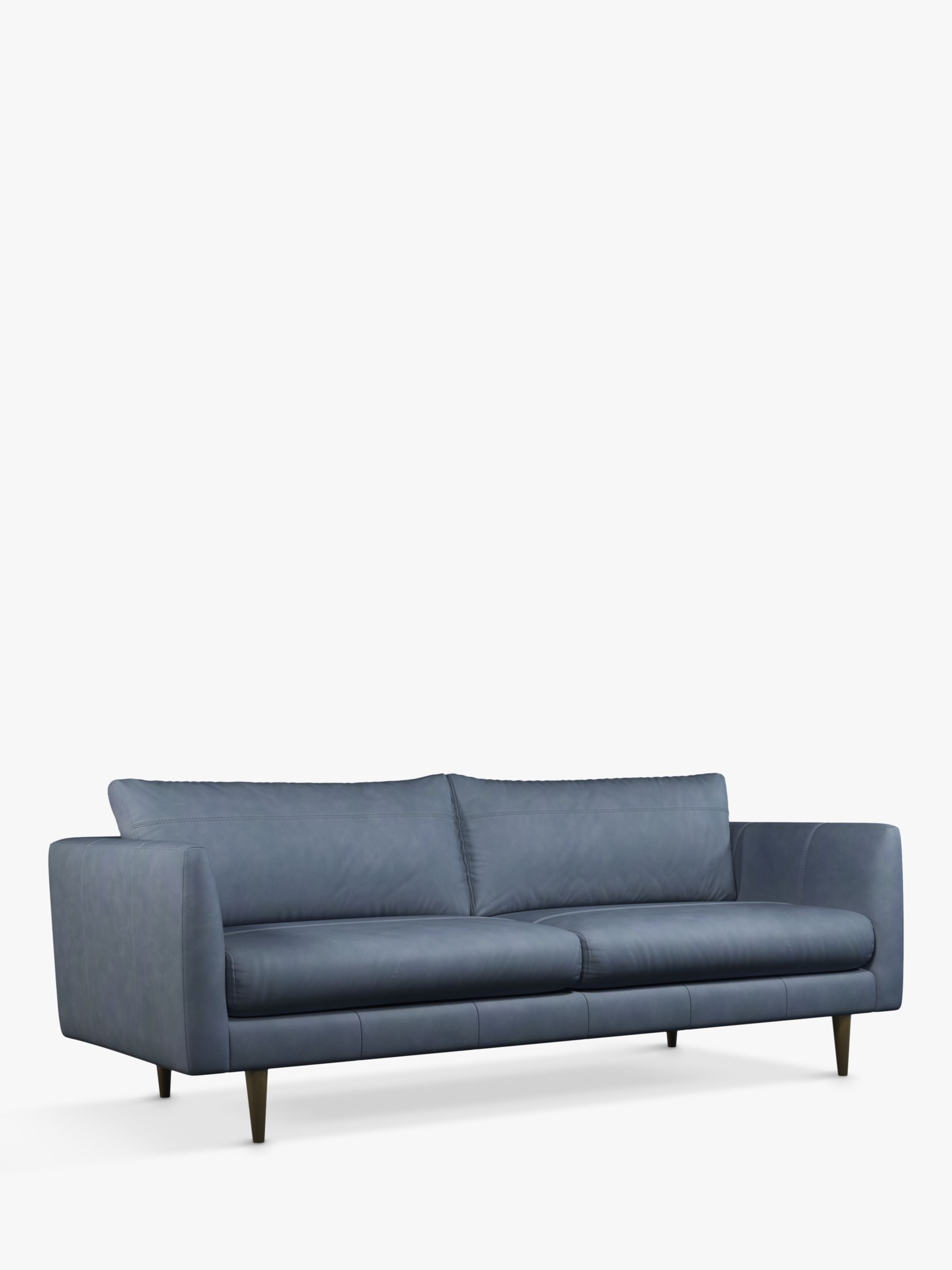 Latimer Range, John Lewis + Swoon Latimer Large 3 Seater Leather Sofa, Soft Touch Blue