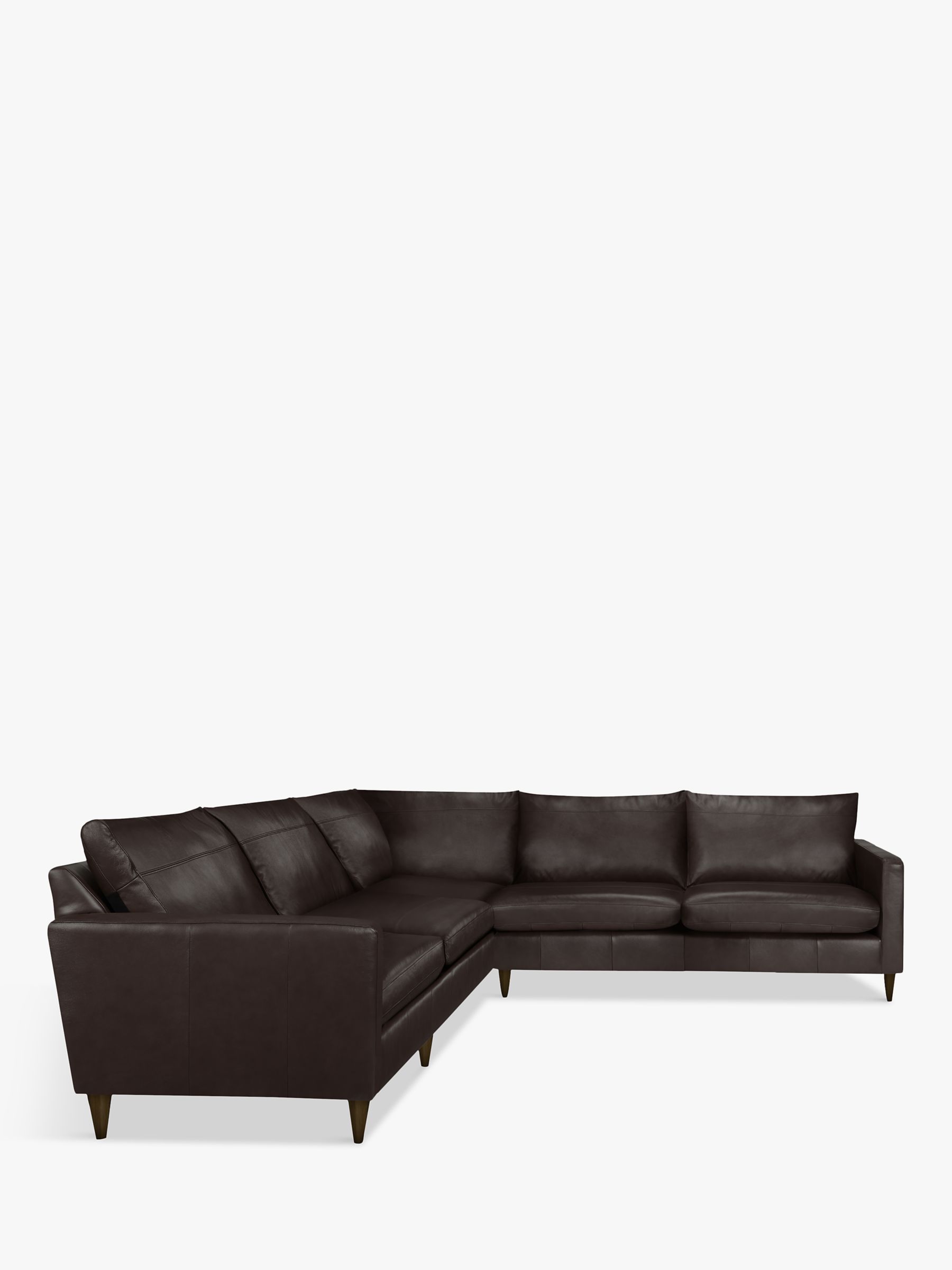 Bailey Range, John Lewis Bailey 5+ Seater Leather Corner Sofa, Dark Leg, Demetra Charcoal