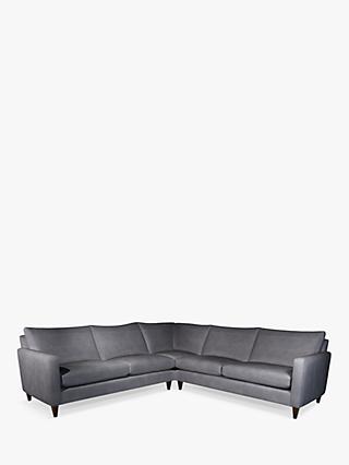 Bailey Range, John Lewis Bailey 5+ Seater Leather Corner Sofa, Dark Leg, Soft Touch Grey