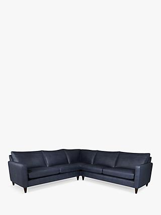 Bailey Range, John Lewis Bailey 5+ Seater Leather Corner Sofa, Dark Leg, Sellvagio Blue