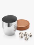Georg Jensen Sky Dice Game & Stainless Steel Travel Case with Leather Cap, Silver