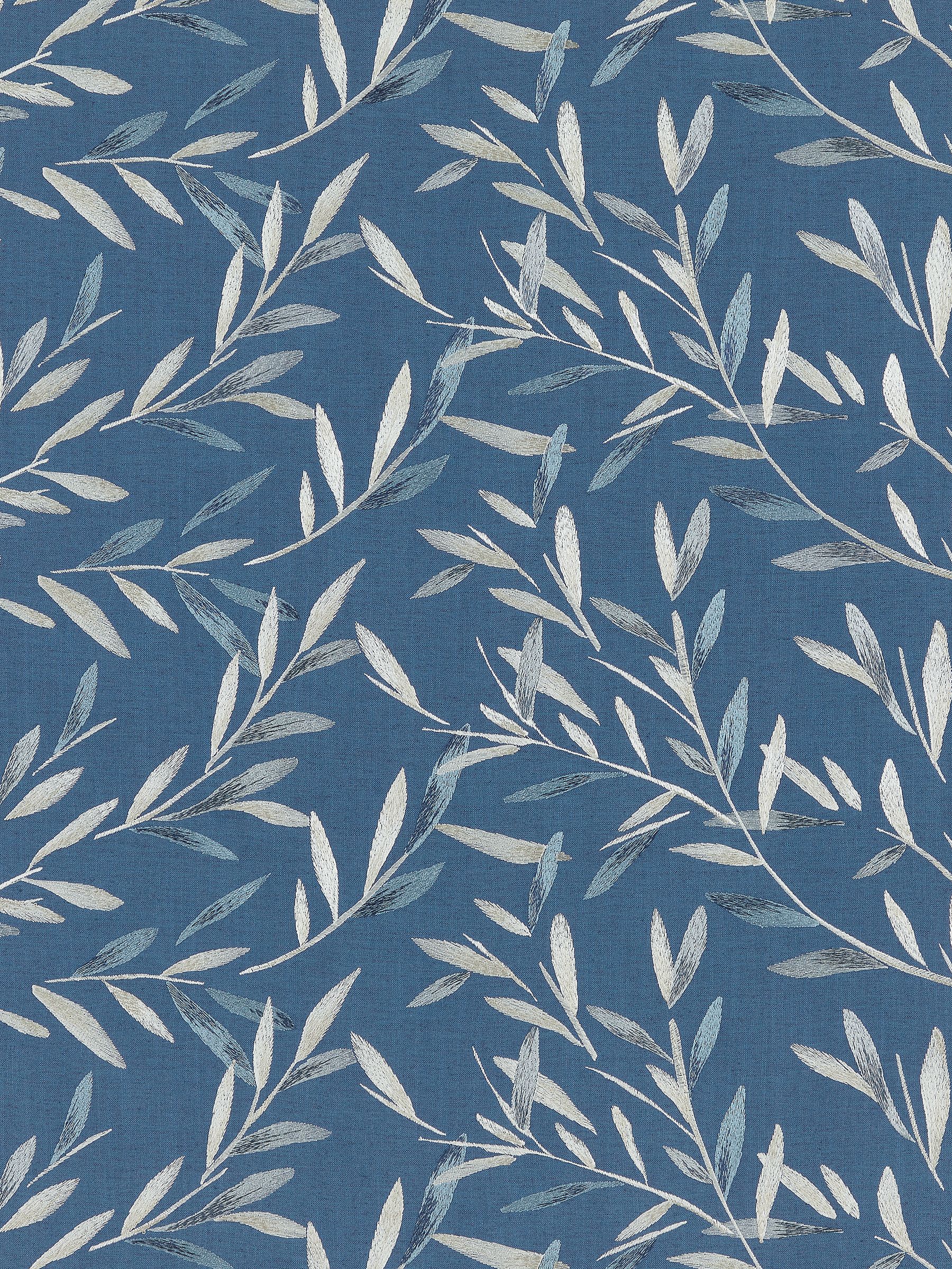 John Lewis Langley Leaf Made to Measure Curtains, Navy