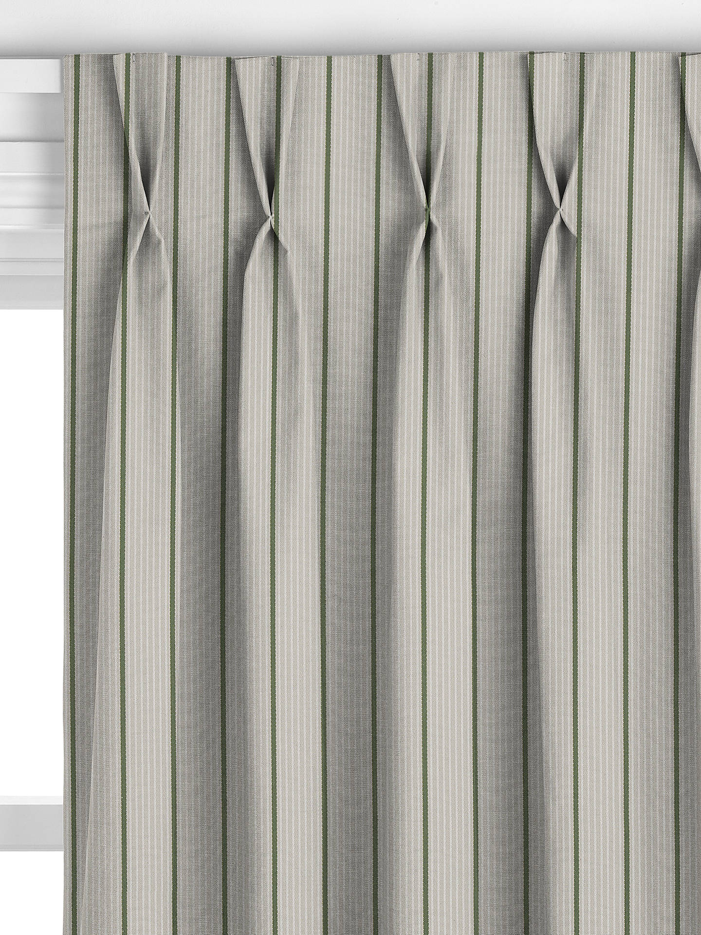 John Lewis Recycled Ticking Stripe Made to Measure Curtains, Verde