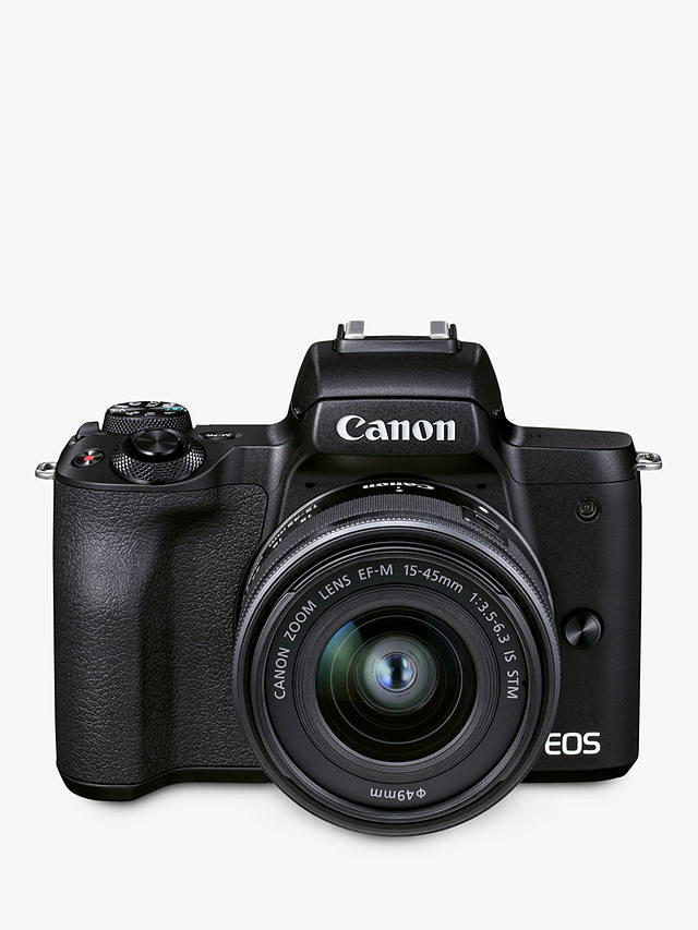 Canon EOS M50 Mark II Compact System Camera with EF-M 15-45mm f/3.5-6.3 IS STM lens, 4K Ultra HD, 24.1MP, Wi-Fi, Bluetooth, OLED EVF, 3" Vari-Angle Touch Screen, Black