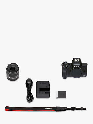 Canon EOS M50 Mark II Compact System Camera with EF-M 15-45mm f/3.5-6.3 IS STM lens, 4K Ultra HD, 24.1MP, Wi-Fi, Bluetooth, OLED EVF, 3" Vari-Angle Touch Screen, Black