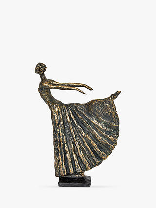 Libra Standing Female Ballet Dancer Sculpture, H32cm, Antique Bronze