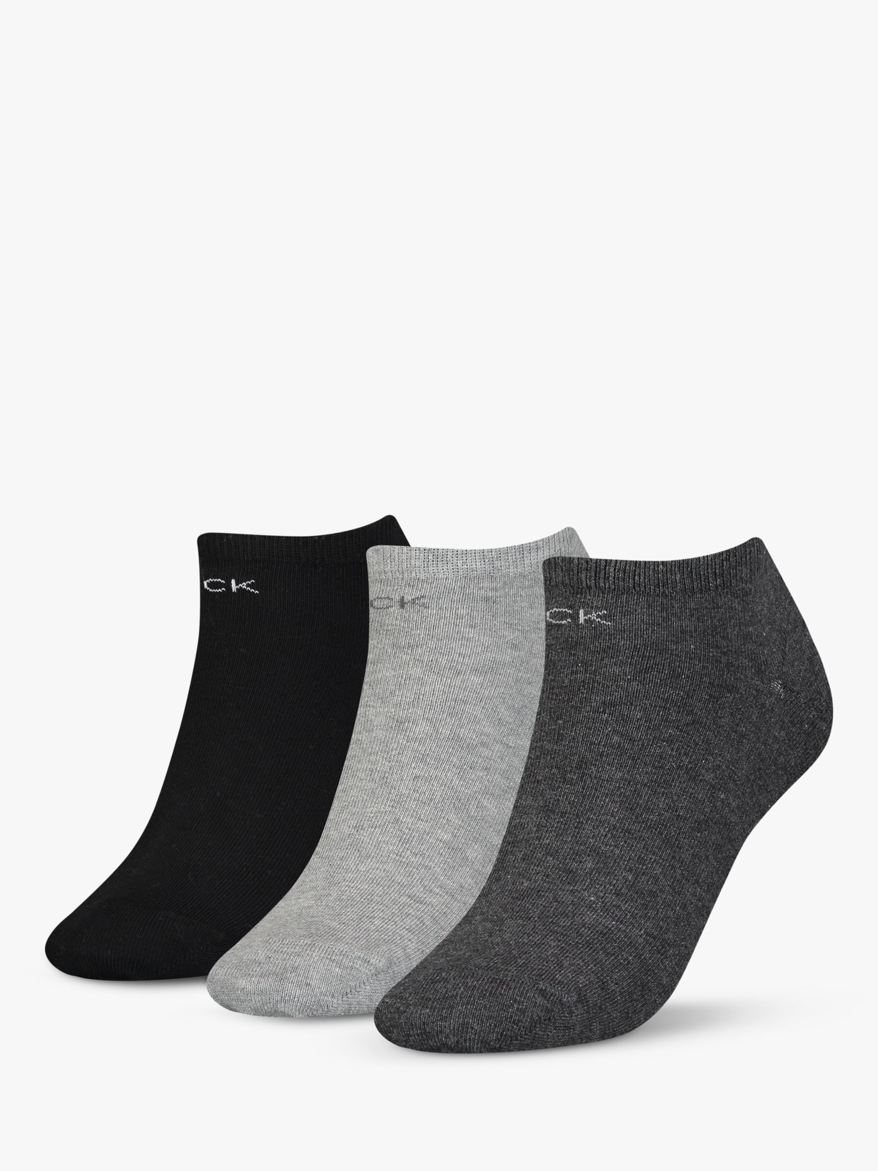Calvin Klein Chloe Liner Socks, Pack of 3, Dark Grey Melange at John ...