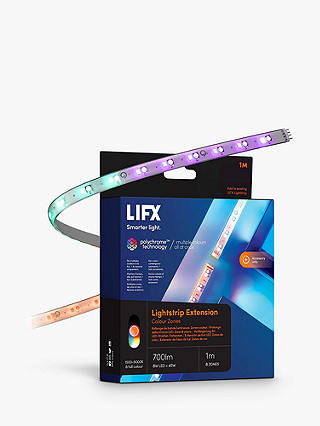 LIFX White and Colour Wireless Smart Lighting Adjustable Colour Changing LED Light Strip Extension, 700 Lumens 8W, 1 Metre