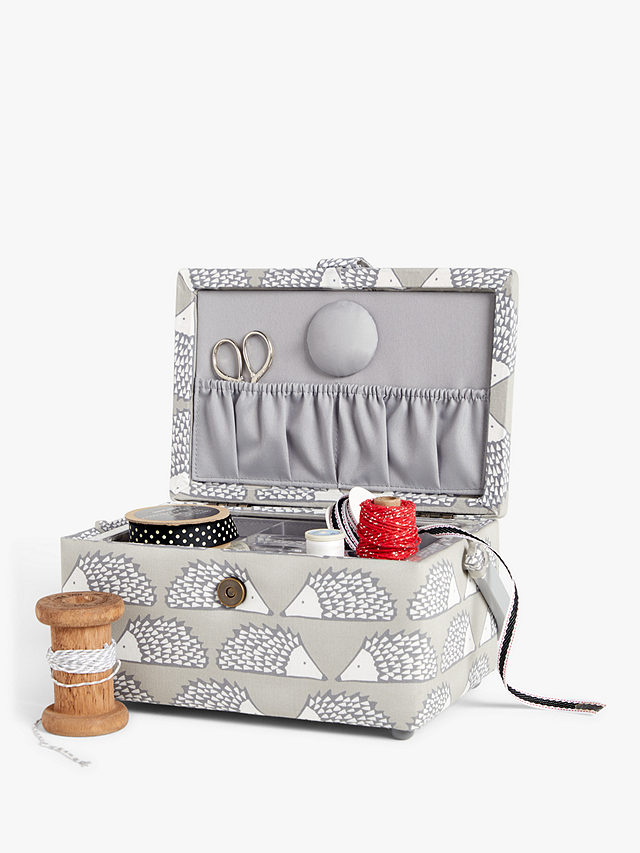 John Lewis Scion Spike Rectangular Sewing Basket, Light Grey