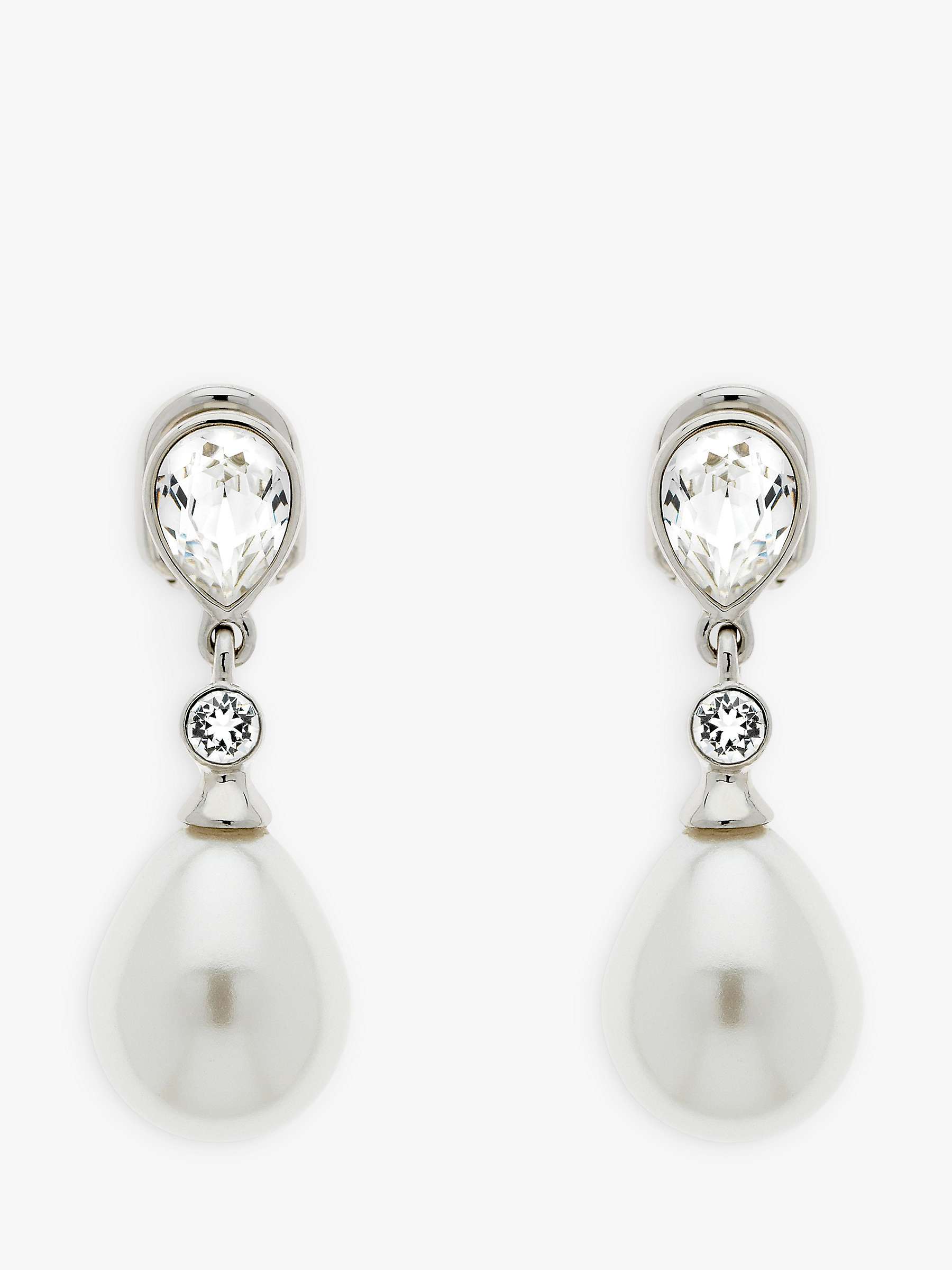 Buy Emma Holland Swarovski Crystal and Glass Pearl Clip-On drop Earrings, Silver Online at johnlewis.com