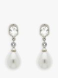 Emma Holland Swarovski Crystal and Glass Pearl Clip-On drop Earrings, Silver