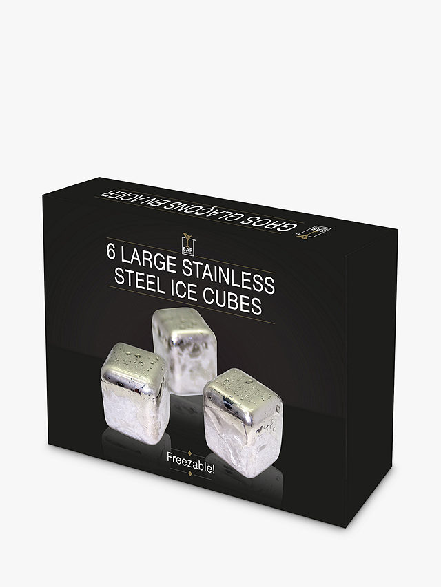 Mixology Large Stainless Steel Ice Cubes, Set of 6