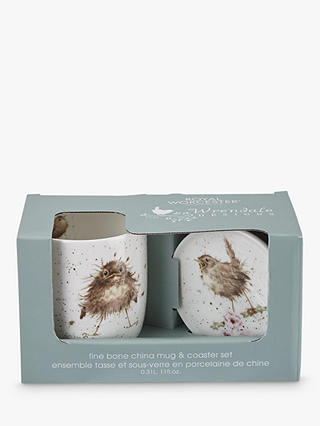 Wrendale Designs Bird 'Flying The Nest' Bone China Mug & Coaster Gift Set, 310ml, White/Multi