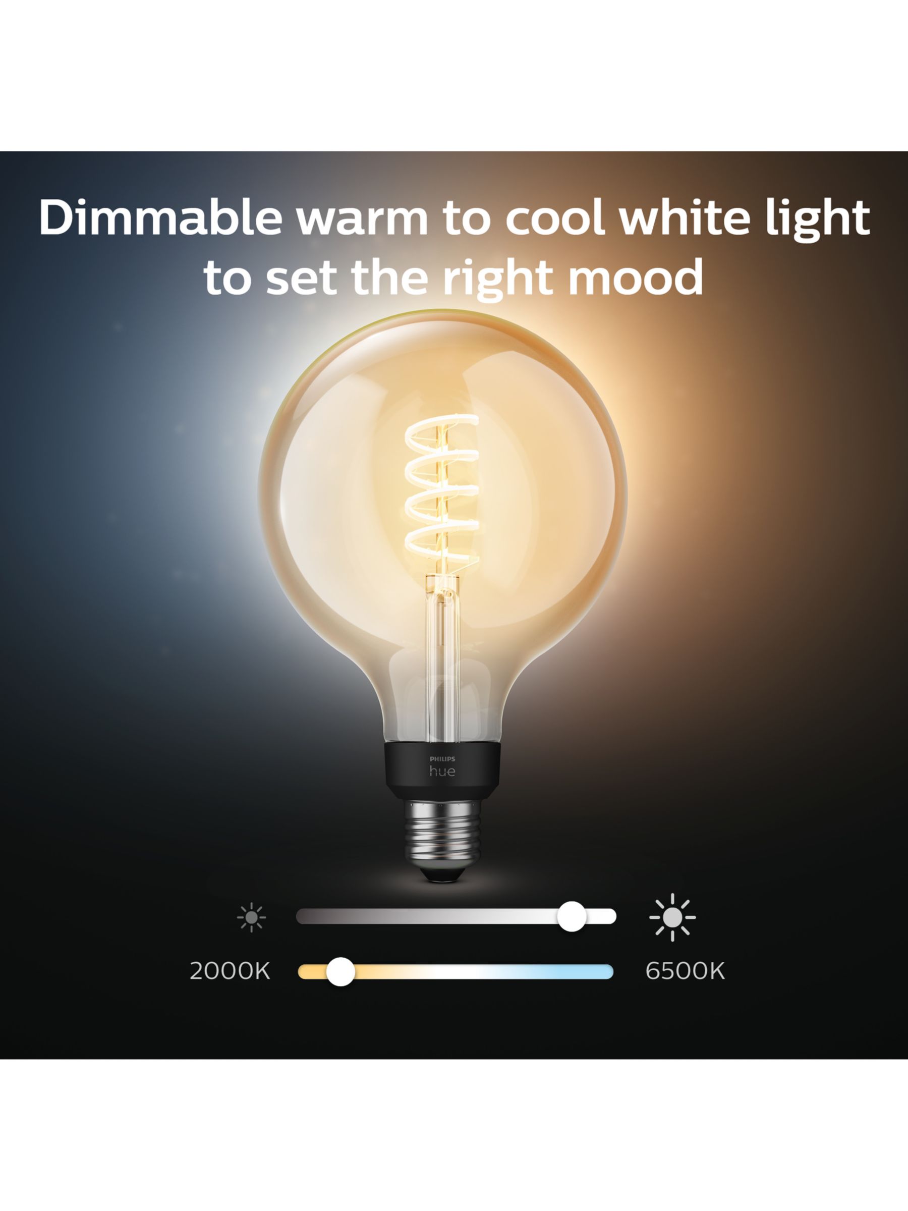 Buy Philips Hue - E27 Filament G125 - White Ambiance & Dimmer Switch -  Bundle - Free shipping