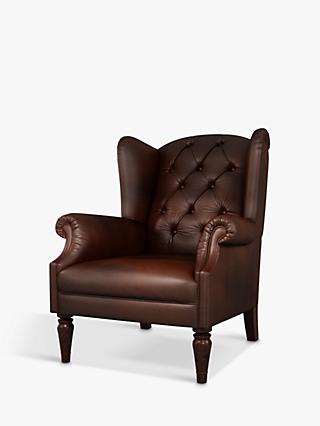 Claverdon II Range, John Lewis & Partners Claverdon II Leather Armchair, Dark Leg, Hand Antique
