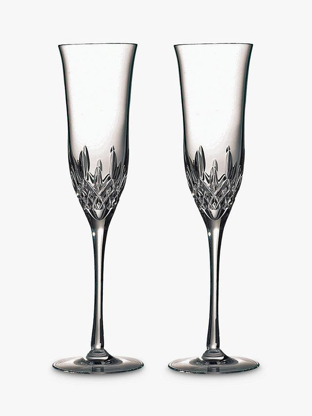 Waterford Crystal Lismore Essence Cut Glass Champagne Flutes, Set of 2, 230ml, Clear