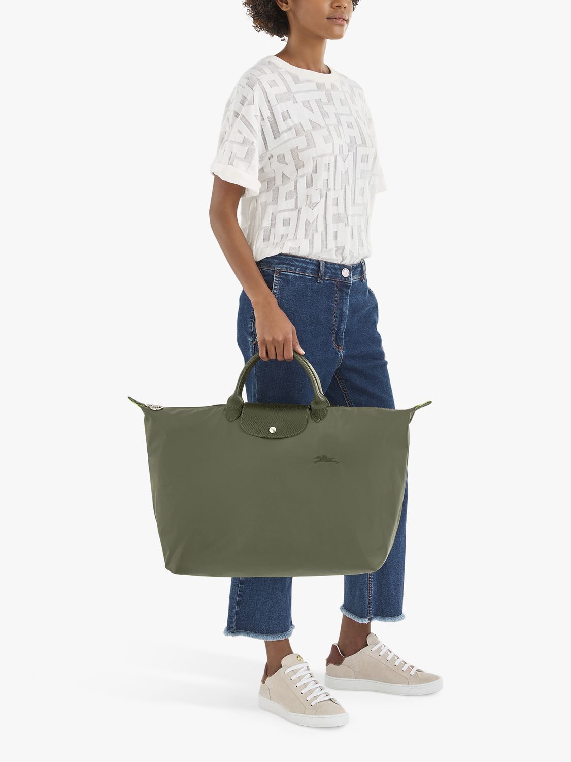 Longchamp Le Pliage Green Recycled Canvas Large Shoulder Bag, Cognac at  John Lewis & Partners