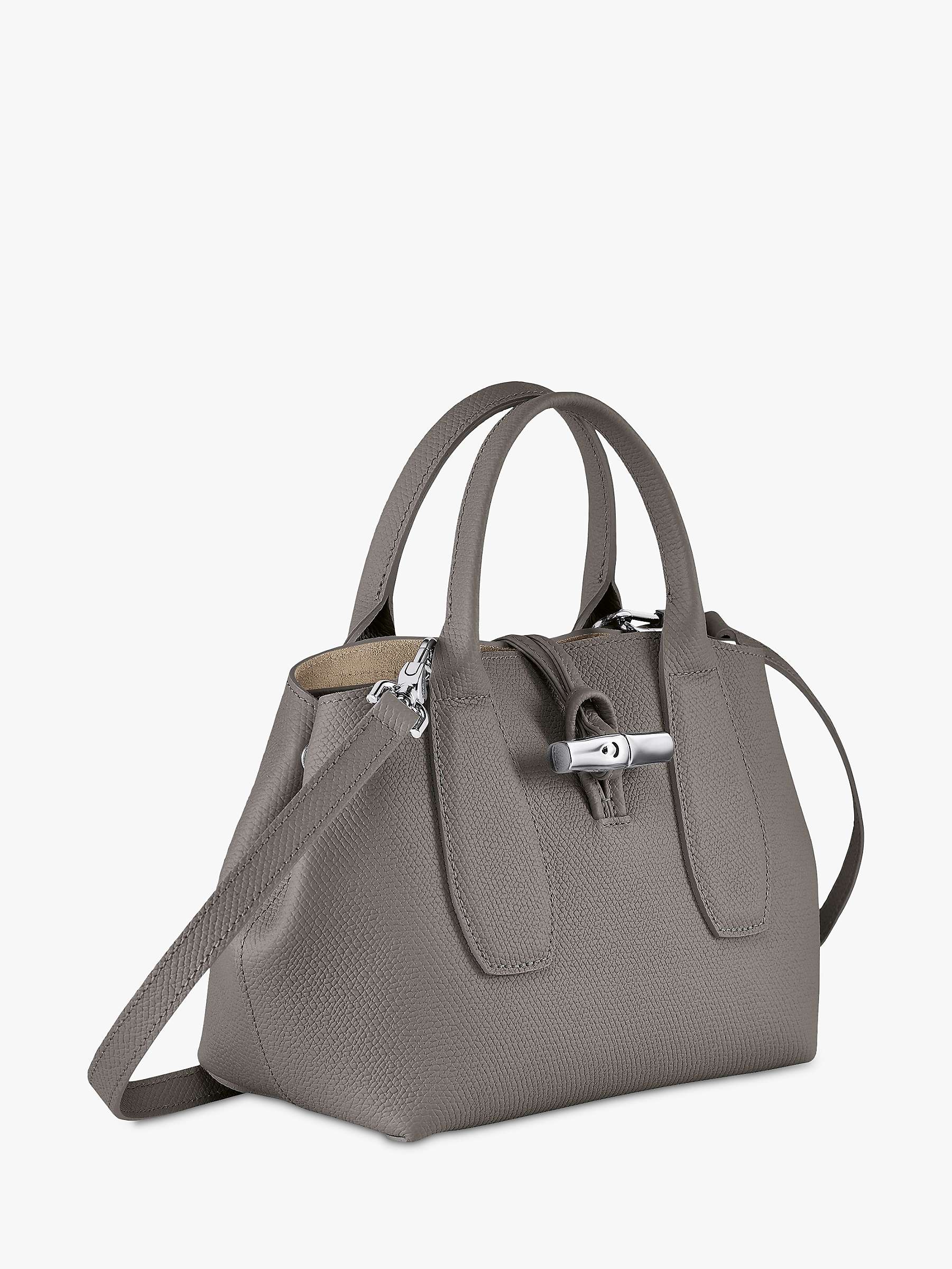 Longchamp Roseau Small Leather Top Handle Bag, Turtledove at John Lewis ...