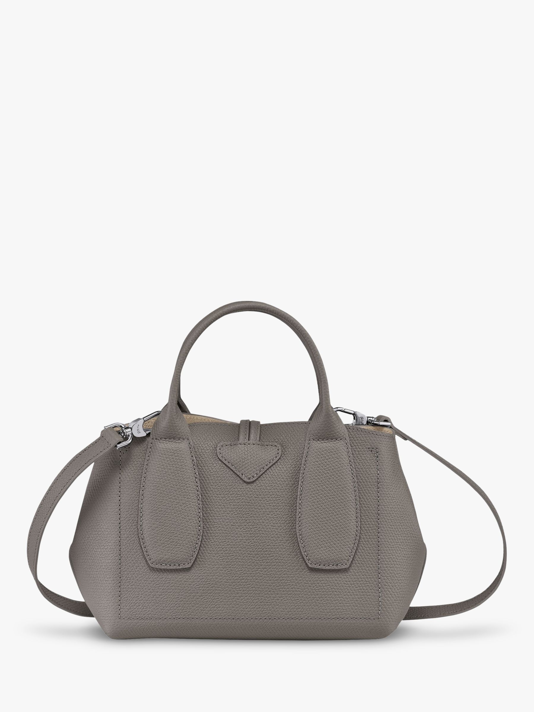 Longchamp Roseau Small Leather Top Handle Bag, Black at John Lewis &  Partners