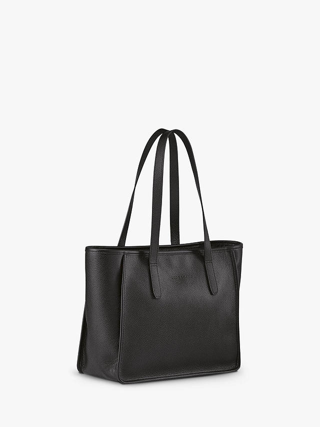 Longchamp Le Foulonné Leather Shoulder Bag, Black