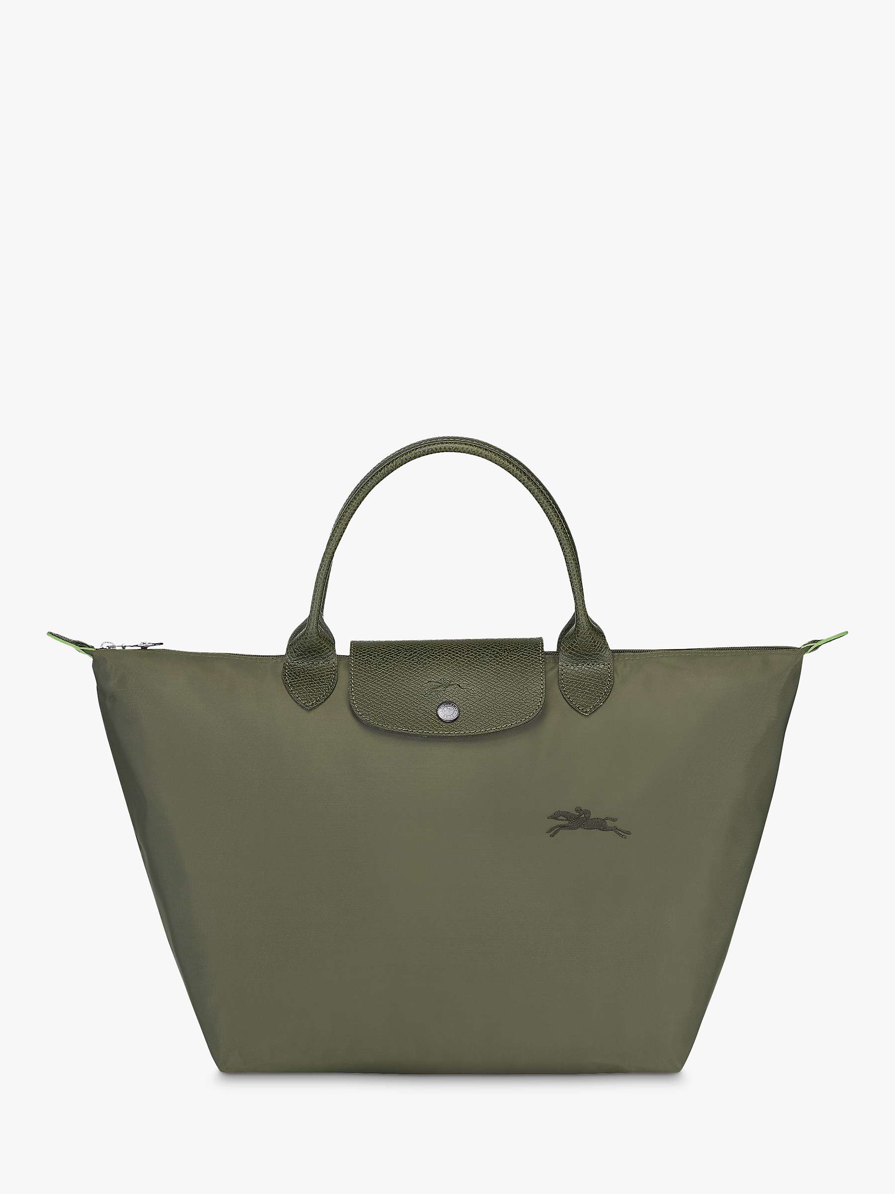 Buy Longchamp Le Pliage Green Recycled Canvas Medium Top Handle Bag Online at johnlewis.com