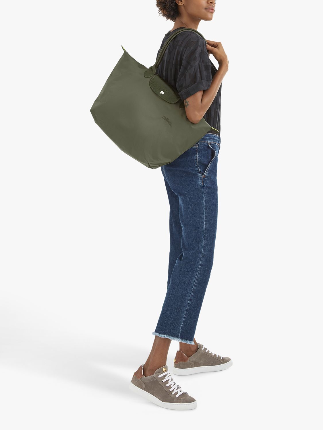 Longchamp Le Pliage Green Recycled Canvas Large Shoulder Tote