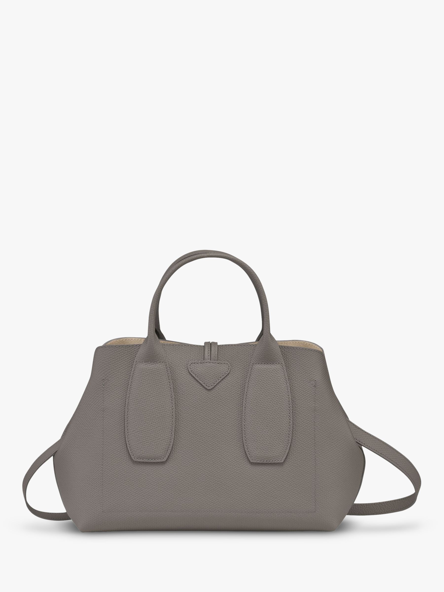 Longchamp Roseau Medium Leather Top Handle Bag, Turtledove