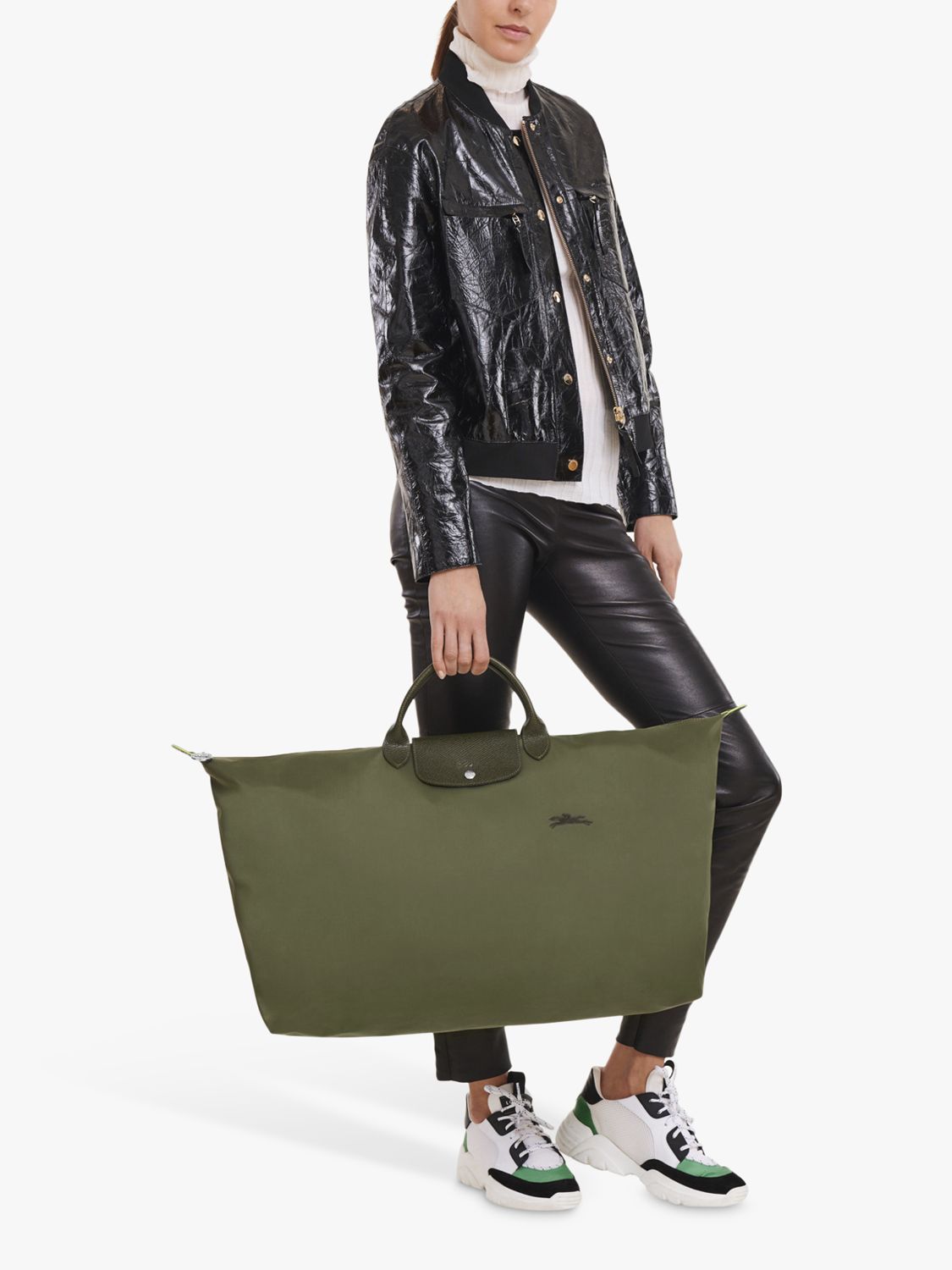 Longchamp black Extra Large Le Pliage Green Travel Bag, Harrods UK in 2023