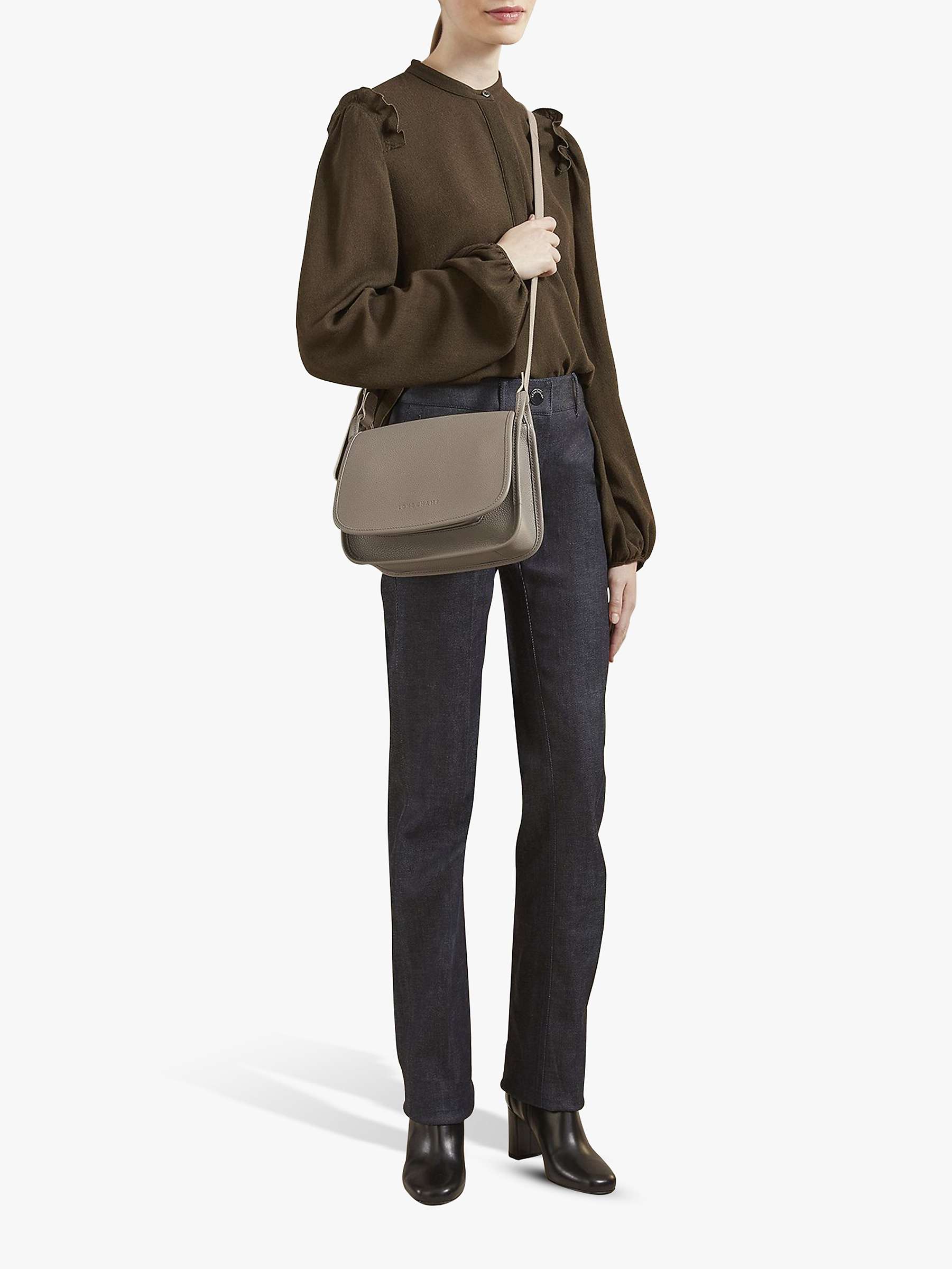 Buy Longchamp Le Foulonné Medium Leather Flap Over Cross Body Bag Online at johnlewis.com