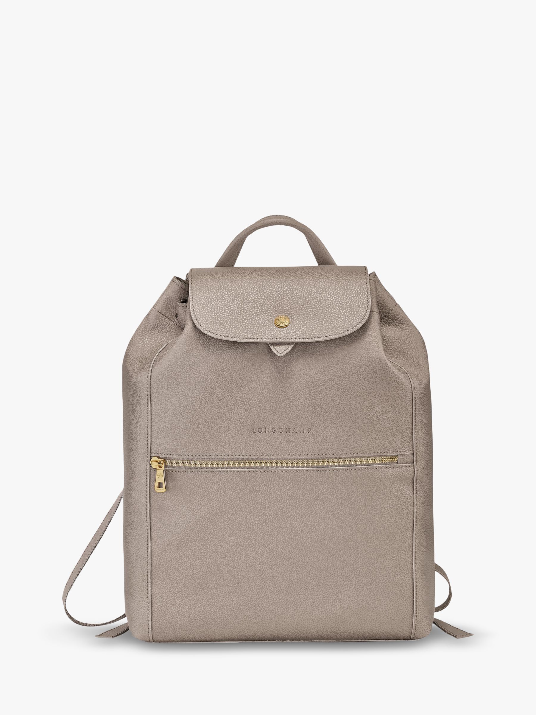 Longchamp Le Foulonné Leather Backpack, Grey