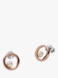 Skagen Glass Pearl Irregular Round Stud Earrings, Rose Gold SKJ1438791
