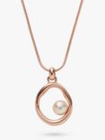 Skagen Glass Pearl Irregular Circle Pendant Necklace, Rose Gold SKJ1443791